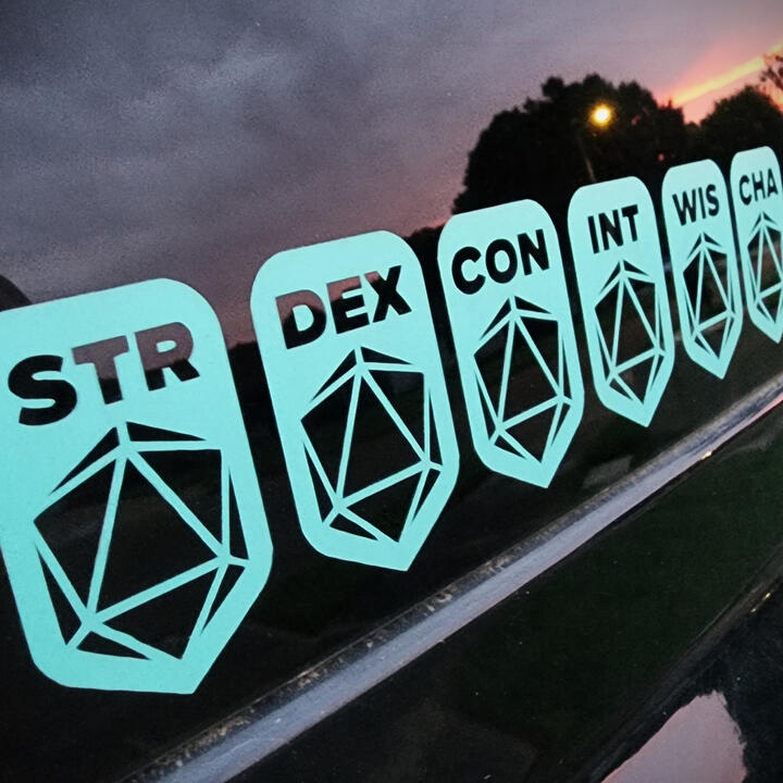 Ability Mod V1 Decal A seafoam stat block against a black vehicle.